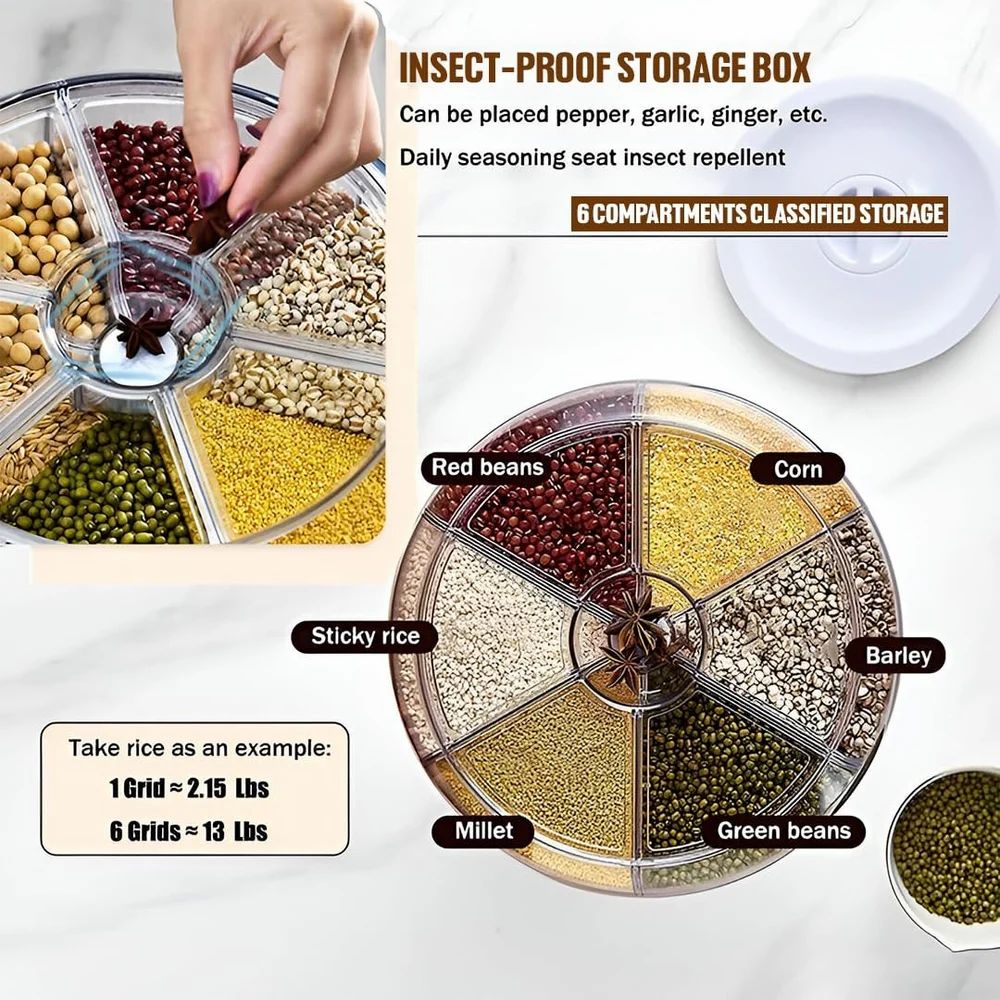 MD-993 6-Grid Rotating Food Dispenser