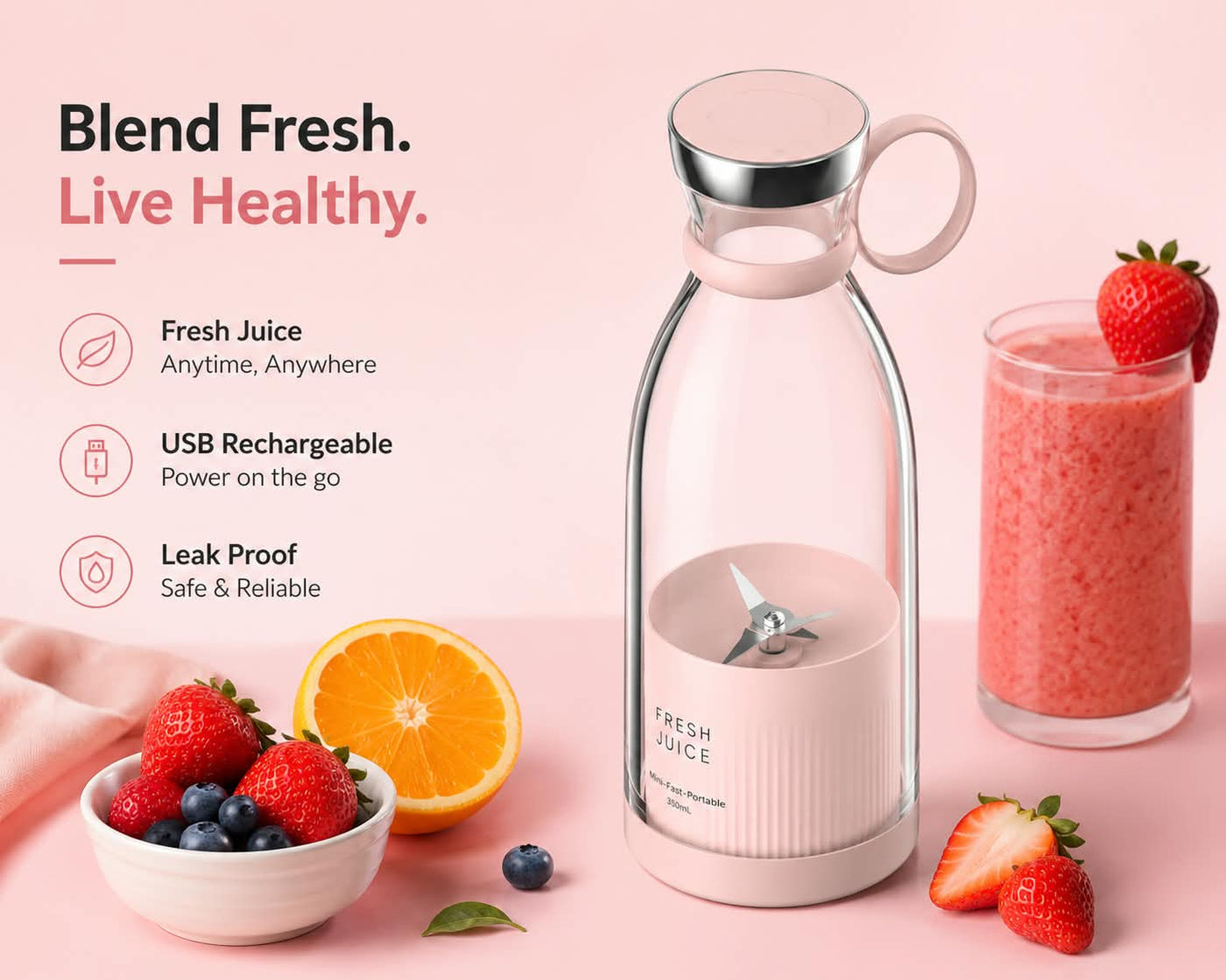 Portable Mini Blender for Fresh Juice (Pack of 1)